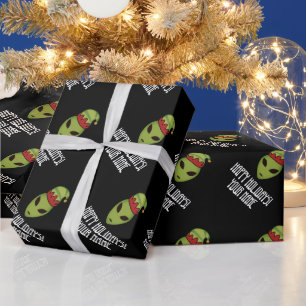 Grüne Alien elf Kopf schwarz Weihnachten Geschenkpapier