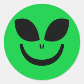 GRÜNE ALIEN FACE RUNDER AUFKLEBER (Vorderseite)