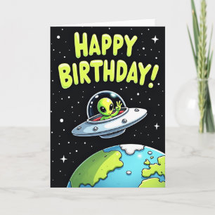 Grüne Alien-Geburtstagskarte Karte