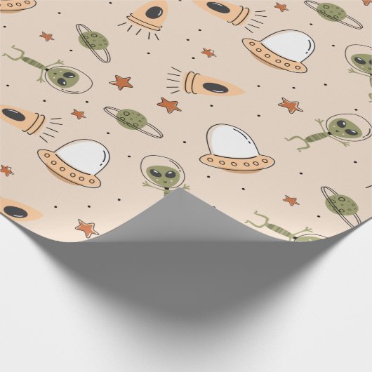 Grüne Alien Geschenkpapier (Ecke)