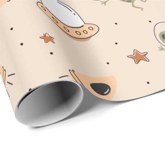 Grüne Alien Geschenkpapier (Rolleneckpunkt)