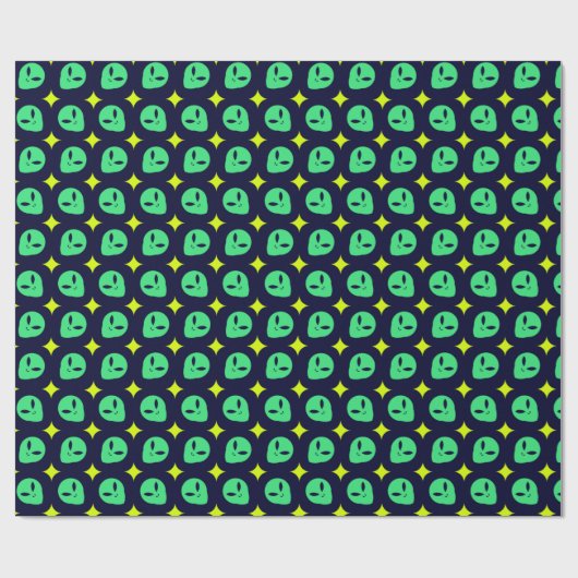 Grüne Alien Geschenkpapier (Flach)