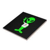 Grüne Alien "I Liebe Earth" Fliese (Seite)