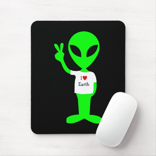 Grüne Alien "I Liebe Earth" Mousepad (Mit Mouse)