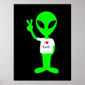 Grüne Alien "I Liebe Earth" Poster (Vorne)