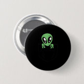 Grüne Alien in einem Pocket Funny Sci Fi Graphic Button (Vorne & Hinten)