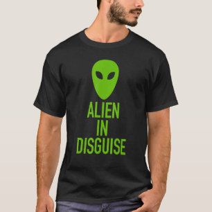 Grüne Alien Kopf Alien in verschleierten Ufo Hallo T-Shirt