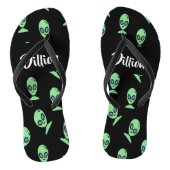 Grüne Alien macht schwarz Badesandalen (Fußbett)