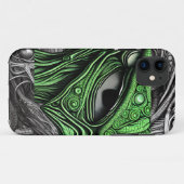 Grüne Alien mit degenerativen Linien Case-Mate iPhone Hülle (Rückseite (Horizontal))