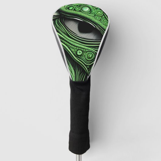 Grüne Alien mit degenerativen Linien Golf Headcover (Vorderseite)