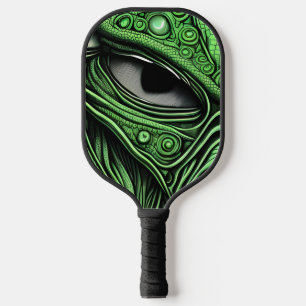 Grüne Alien mit degenerativen Linien Pickleball Schläger