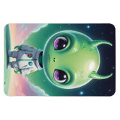 Grüne Alien mit Hörnern Magnet (Horizontal)