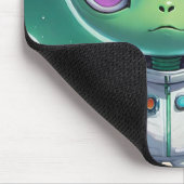 Grüne Alien mit Hörnern Mousepad (Ecke)