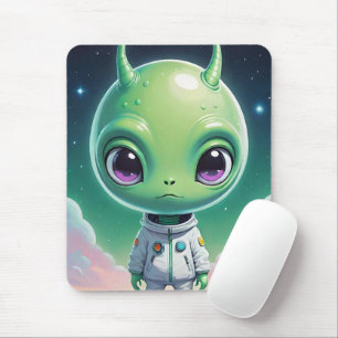 Grüne Alien mit Hörnern Mousepad