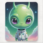 Grüne Alien mit Hörnern Mousepad (Vorne)