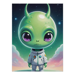 Grüne Alien mit Hörnern Poster