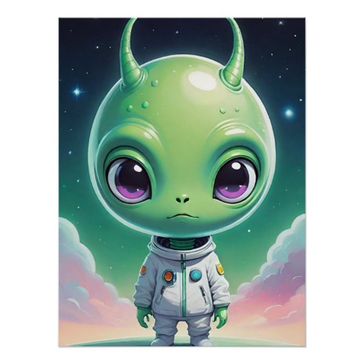 Grüne Alien mit Hörnern Poster (Vorderseite)