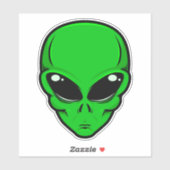 Grüne Alien mit schwarzen Augen Aufkleber (Blatt)