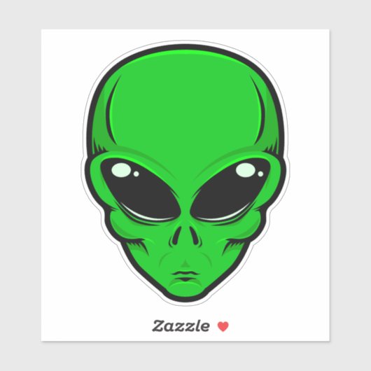 Grüne Alien mit schwarzen Augen Aufkleber (Blatt)