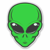 Grüne Alien mit schwarzen Augen Aufkleber (Vorderseite)