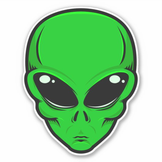 Grüne Alien mit schwarzen Augen Aufkleber (Vorderseite)