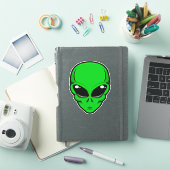 Grüne Alien mit schwarzen Augen Aufkleber (iPad Hülle)