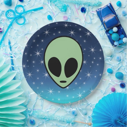 Grüne Alien Pappteller (Party)