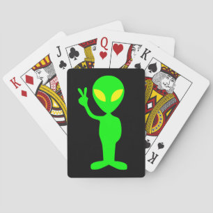 GRÜNE ALIEN PEACE UNTERZEICHNET SPIELKARTEN