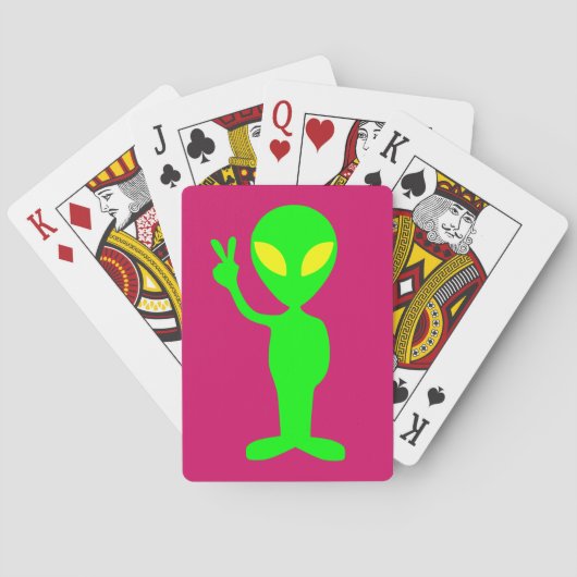 GRÜNE ALIEN PEACE UNTERZEICHNET SPIELKARTEN (Rückseite)