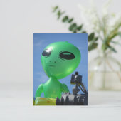 Grüne Alien Postkarte (Stehend Vorderseite)