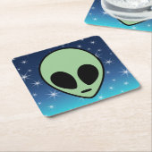 Grüne Alien Rechteckiger Pappuntersetzer (angewinkelt)