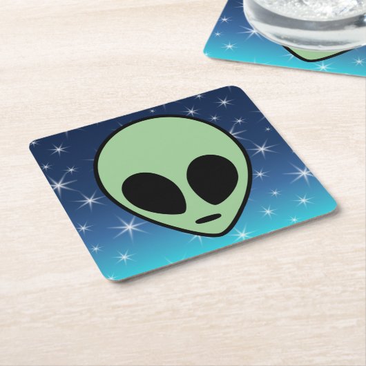 Grüne Alien Rechteckiger Pappuntersetzer (angewinkelt)