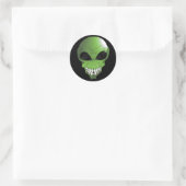 Grüne Alien Runder Aufkleber (Tasche)