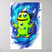 Grüne Alien viele Augen | Art der AI Poster (Vorne)