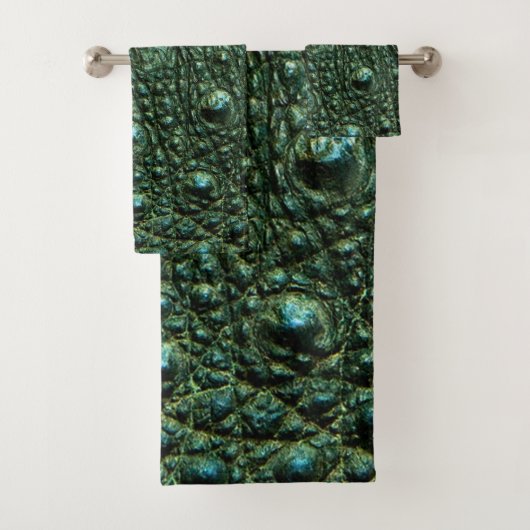 Grüne Alligator-Skin-Textur Badhandtuch Set (Insitu)