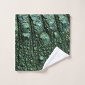 Grüne Alligator-Skin-Textur Badhandtuch Set (Waschlappen)