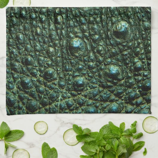 Grüne Alligator-Skin-Textur Geschirrtuch (Gefaltet)