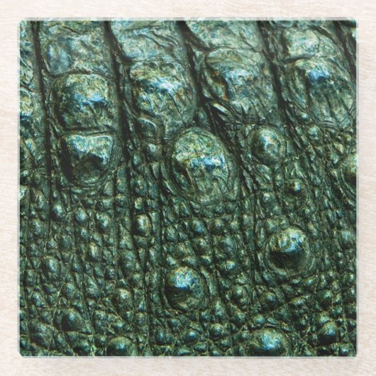 Grüne Alligator-Skin-Textur Glasuntersetzer (Vorderseite)