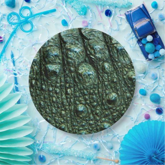 Grüne Alligator-Skin-Textur Pappteller (Party)