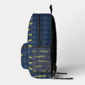 Grüne Alligatoren und Navy Blue Gemustert Bedruckter Rucksack (Rechts)
