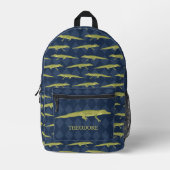 Grüne Alligatoren und Navy Blue Gemustert Bedruckter Rucksack (Vorderseite)