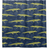 Grüne Alligatoren und Navy Blue Gemustert Duschvorhang (Vorderseite)