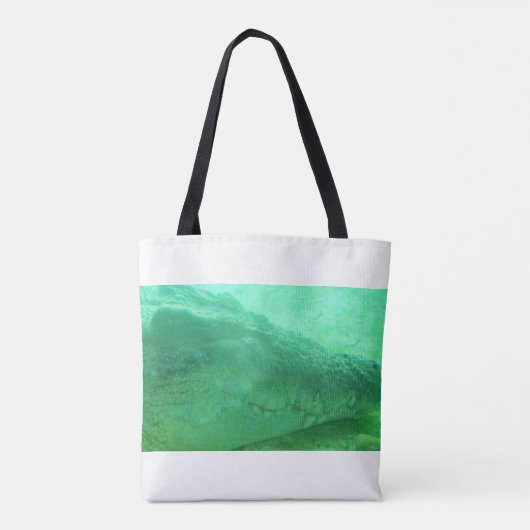 Grüne Alligatorfläche auf einer Stofftocktasche Tasche (Rückseite)