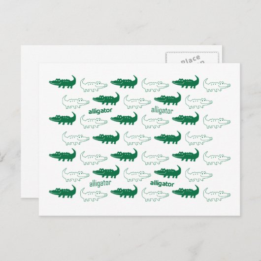 Grüne Alligatorin Postkarte (Vorne/Hinten)