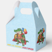 Grüne Alligatorin Superheldin Geburtstagspartei Geschenkschachtel (Vorderseite)