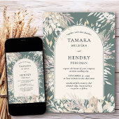 Grüne Almond-Hochzeit des Botanischen Gerahmten Bo Einladung