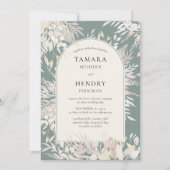 Grüne Almond-Hochzeit des Botanischen Gerahmten Bo Einladung (Vorderseite)