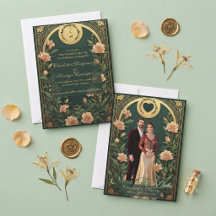 Grüne Alphonse Mucha Gold Elfenbein Bogen Hochzeit