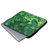 Grüne Amoeba-Muster Abstrakte Kunst Laptopschutzhülle (Vorne Knopf)
