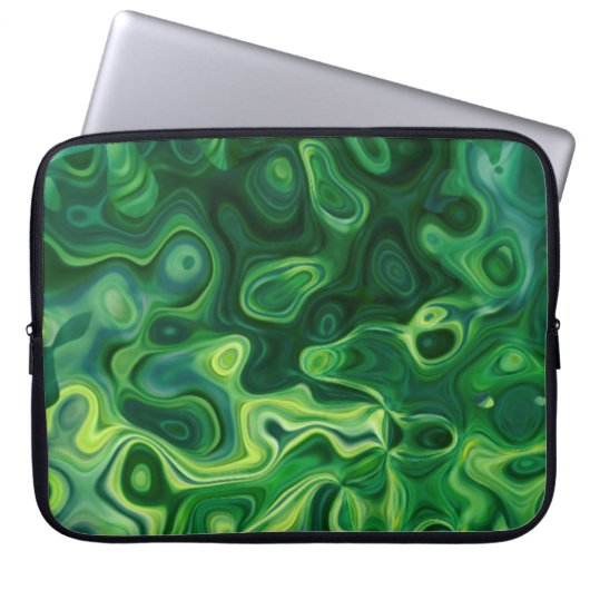 Grüne Amoeba-Muster Abstrakte Kunst Laptopschutzhülle (Vorderseite)
